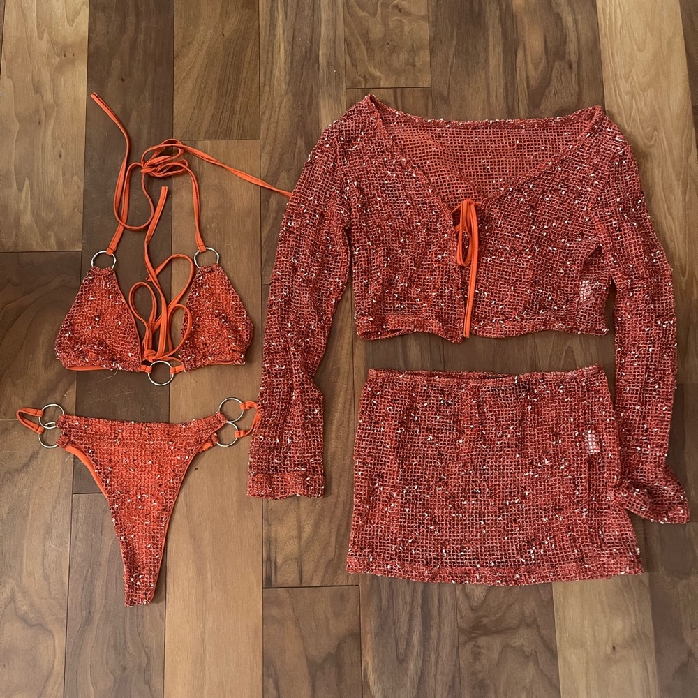 EGO Orange  Bikini Set with Cover-Up
